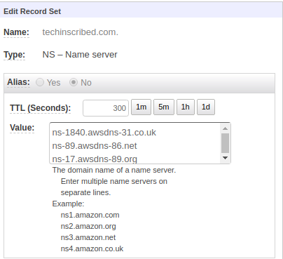 route53 names server configuration