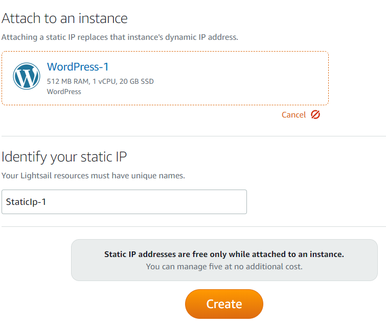 create a static ip for lightsail server