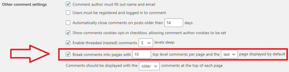 enable pagination for comments