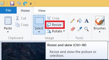 resize image using microsoft paint