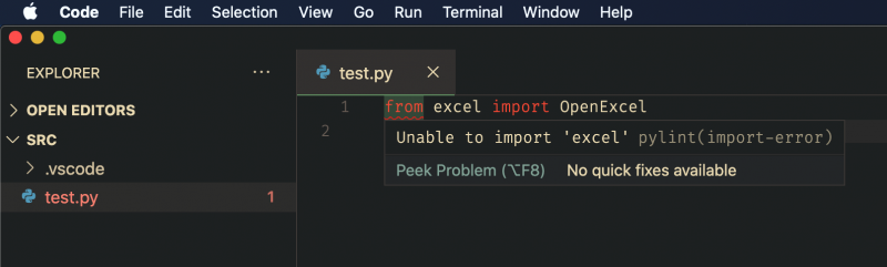 vscode showing error